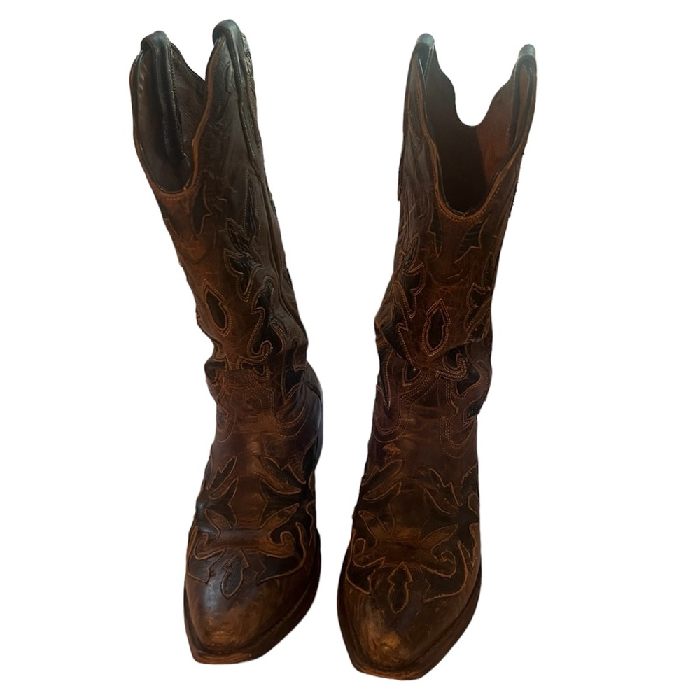 Johnny Ringo Black Lizard Inlay Cowboy Boots